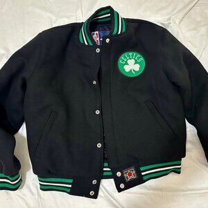 Women's Boston Celtics JH Design Black Embroidered Logo Wool Jacket